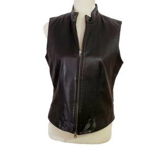 Nine West Vintage Leather Vest Full Zip Sleeveless